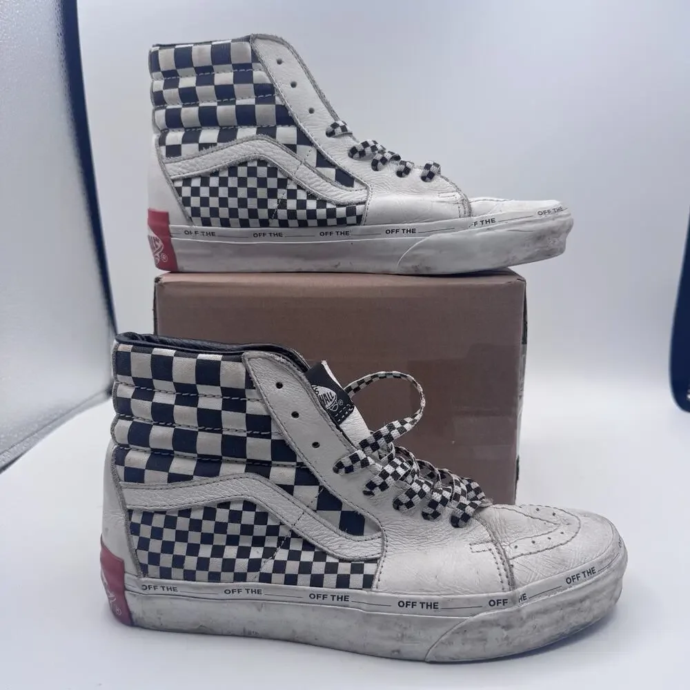 Van's Off The Wall SK8 Hi-Top Checkered Leather Skate Sneakers Men's 7 Size
